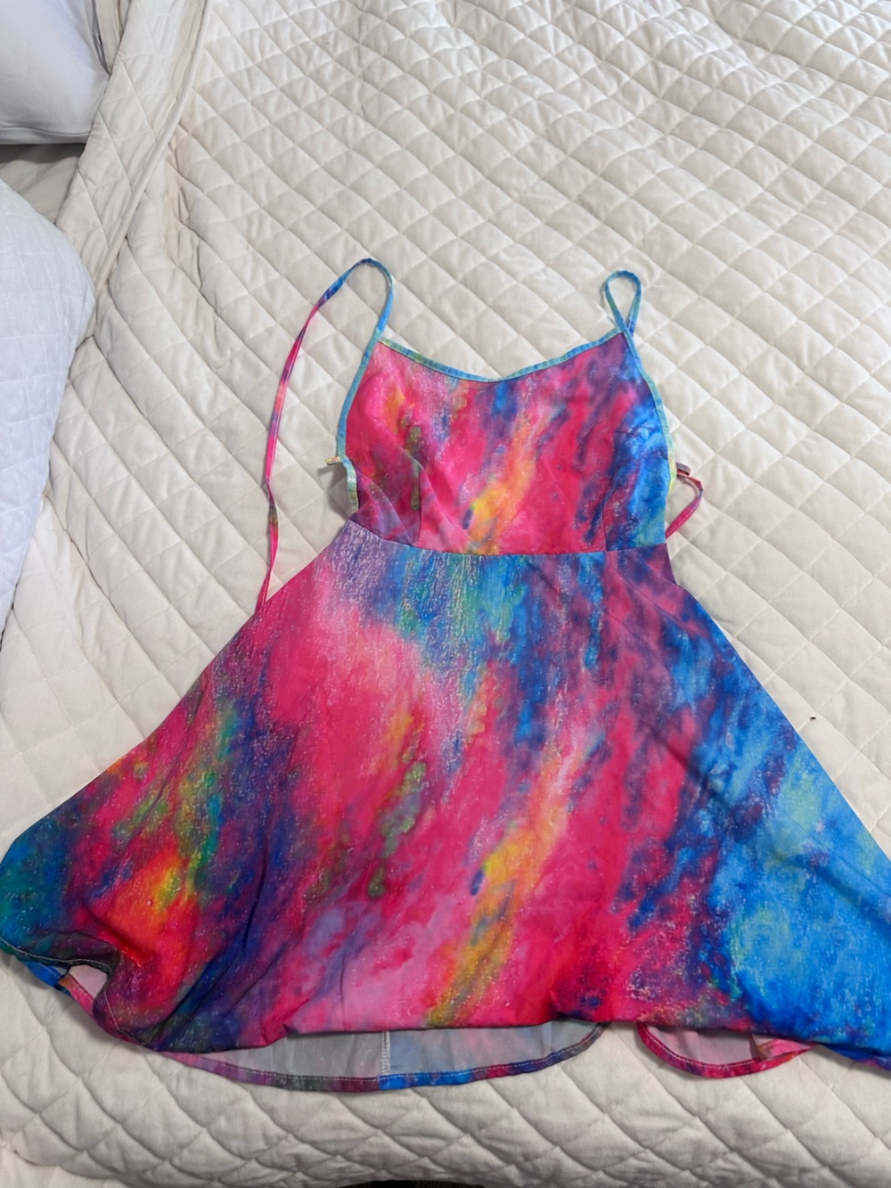 Vibrant Tie-Dye Slip Dress - Pink & Blue ONE OF A kind Self designed RAVE